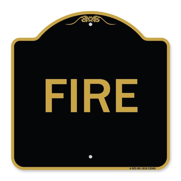 Designer Series Sign-Fire, Black & Gold Aluminum Architectural Sign, 18" x 18", BG-1818-23966